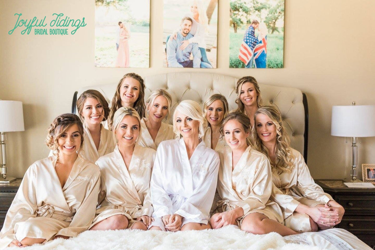 The Bridal Suite Satin Kimono Robe — personalized satin bridesmaid robes