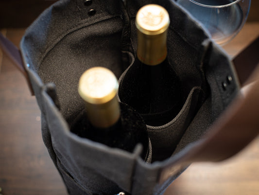 The Sommelier Two-Bottle Wine Tote — personalized canvas wine bag