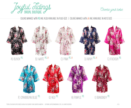 The Garden Party Floral Satin Robe — personalized floral satin bridesmaid robe