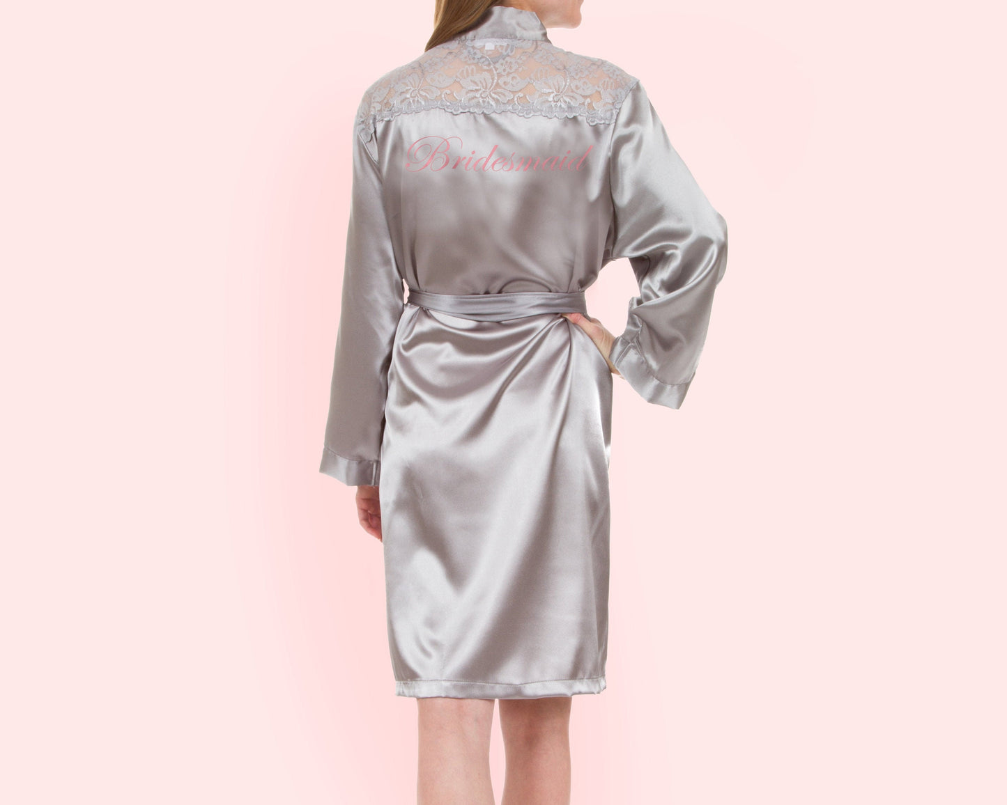 The Lace Yoke Satin Robe — personalized lace yoke satin robe