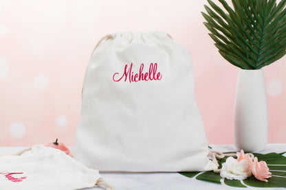 The Flamingo Drawstring Backpack — personalized flamingo drawstring backpack