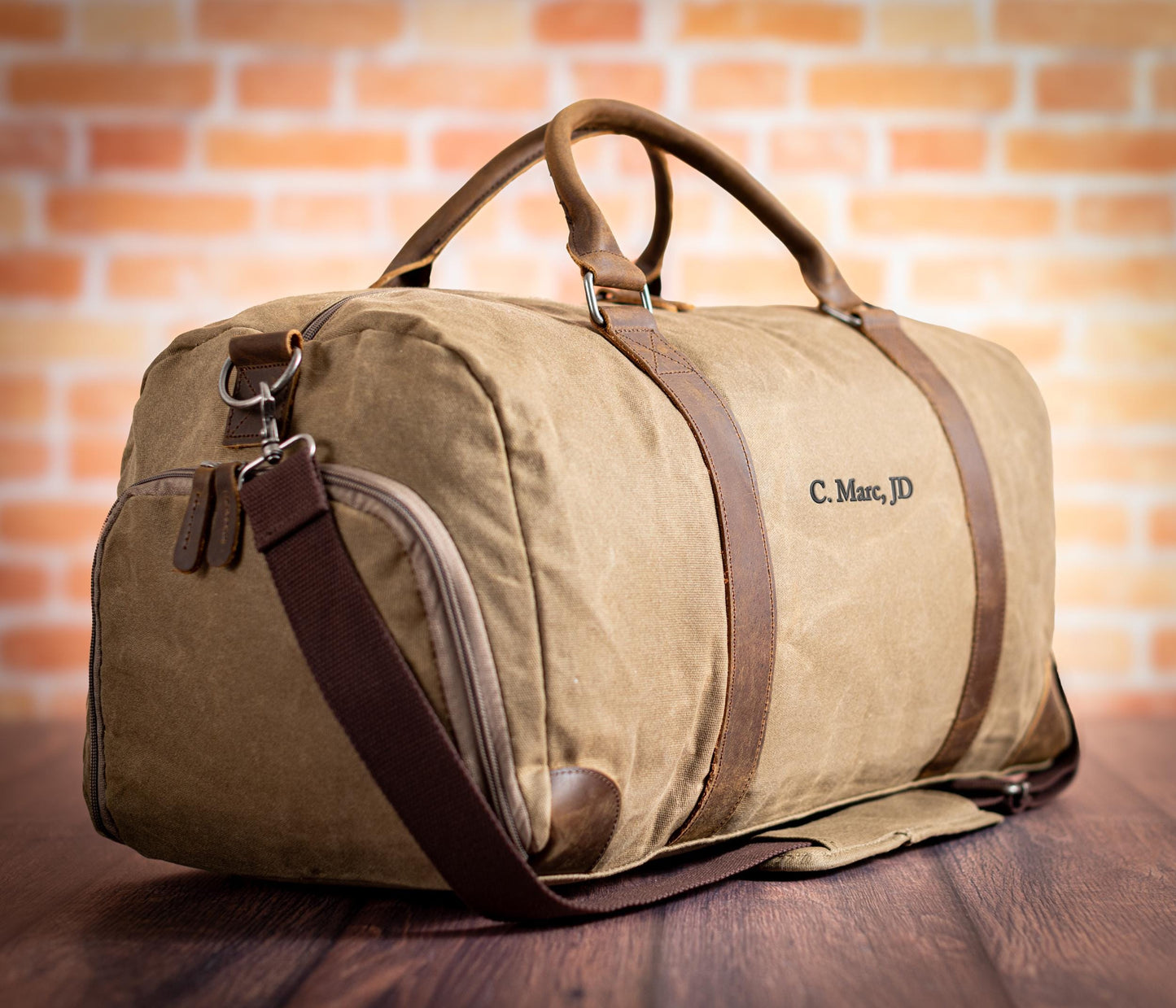 The Long Weekend Waxed Canvas Duffle — personalized waxed canvas duffle