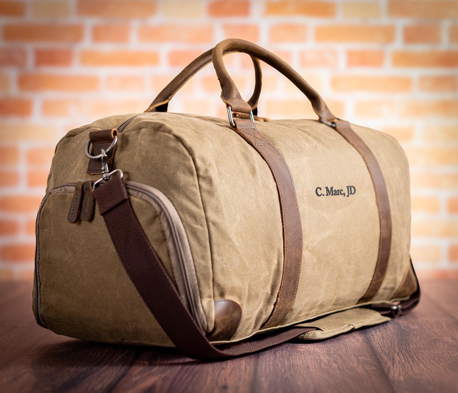 The Long Weekend Waxed Canvas Duffle — personalized waxed canvas duffle