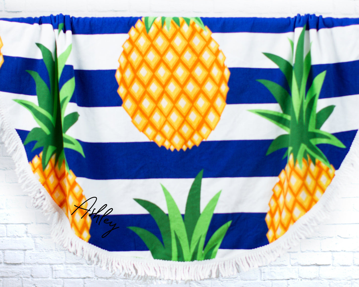 The Lazy River Round Fringe Beach Towel — personalized round beach towel