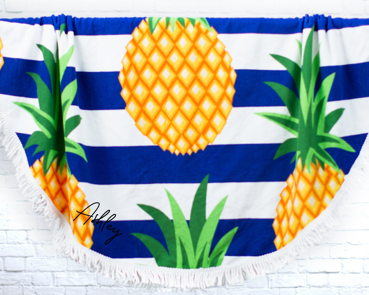 The Lazy River Round Fringe Beach Towel — personalized round beach towel
