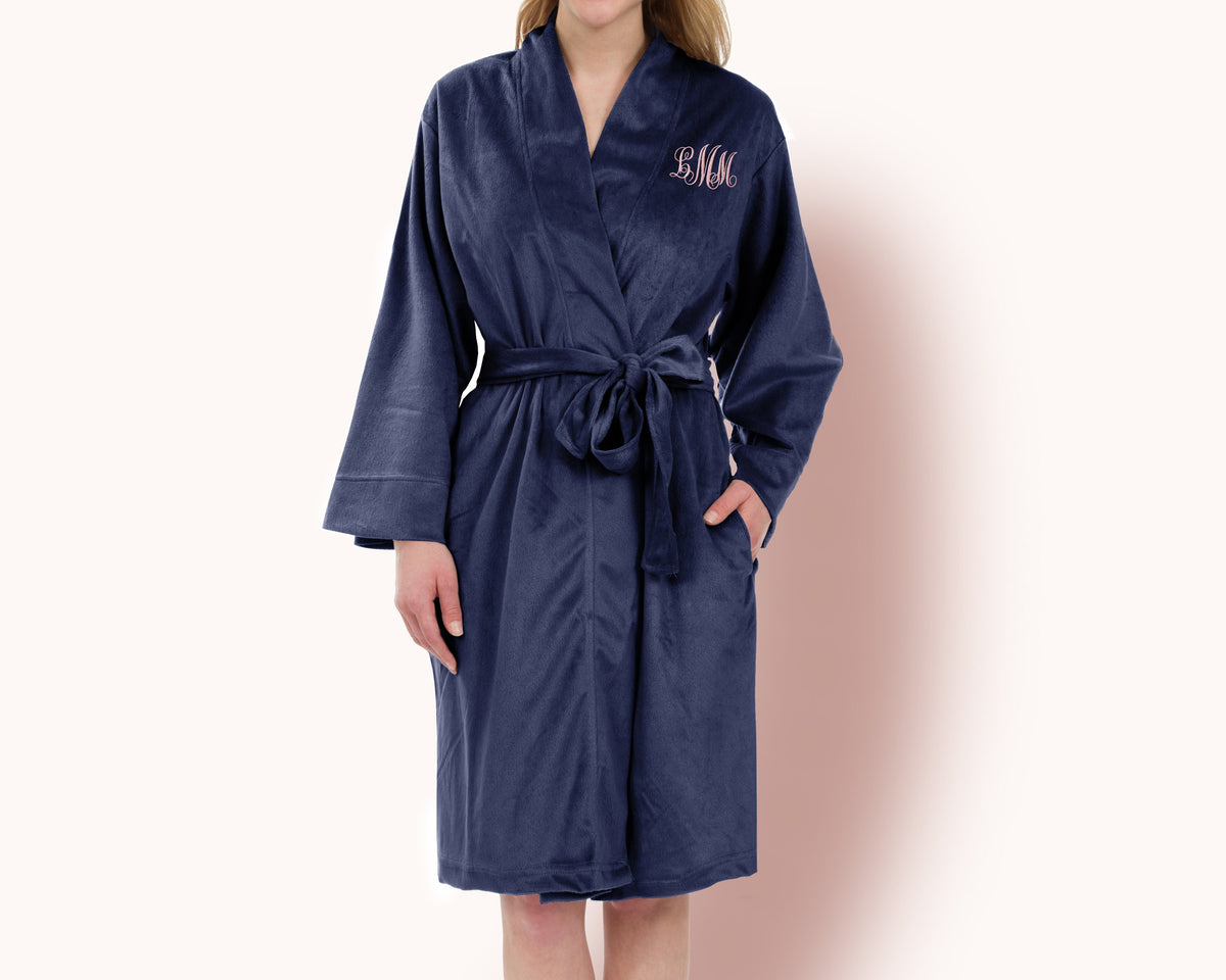 The Cocoa Velvet Fleece Robe — personalized velvet fleece robe