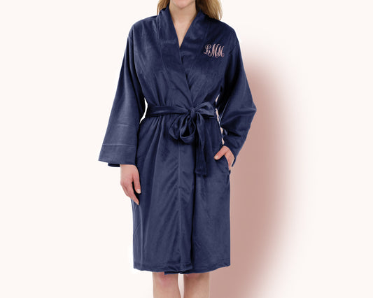 The Cocoa Velvet Fleece Robe — personalized velvet fleece robe