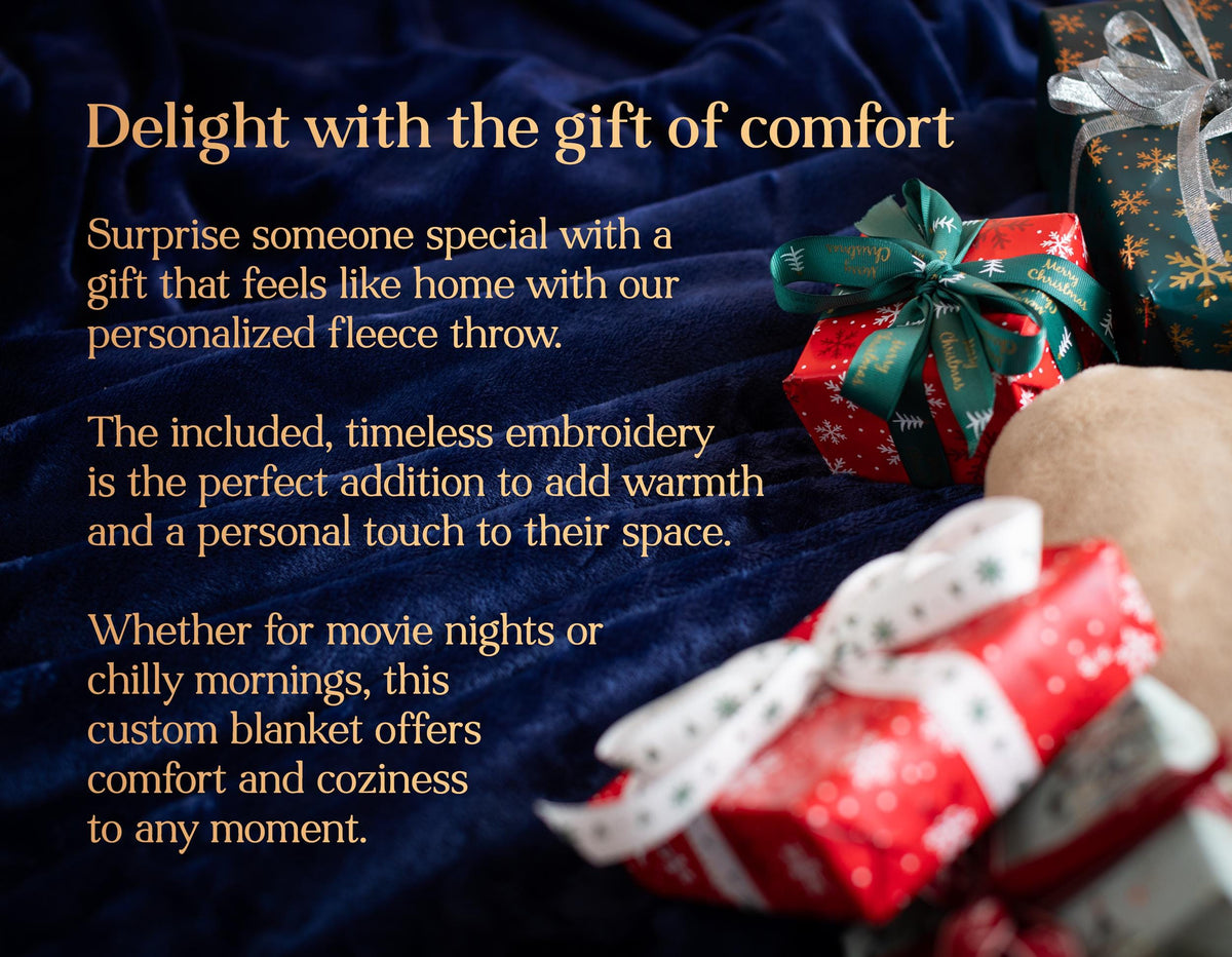 The Fireside Fleece Throw — personalized fleece throw blanket