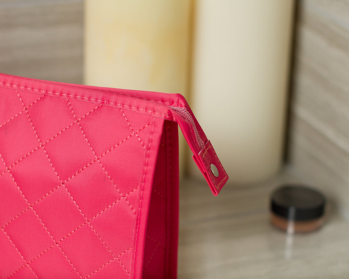 The Powder Room Quilted Cosmetic Bag — personalized quilted makeup pouch