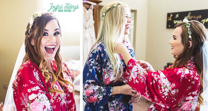 The Garden Party Floral Satin Robe — personalized floral satin bridesmaid robe