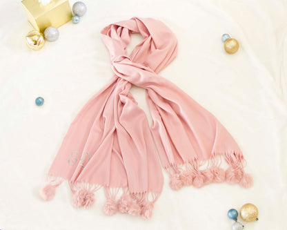 The Snow Day Pom-Pom Pashmina Scarf — personalized pom-pom pashmina scarf