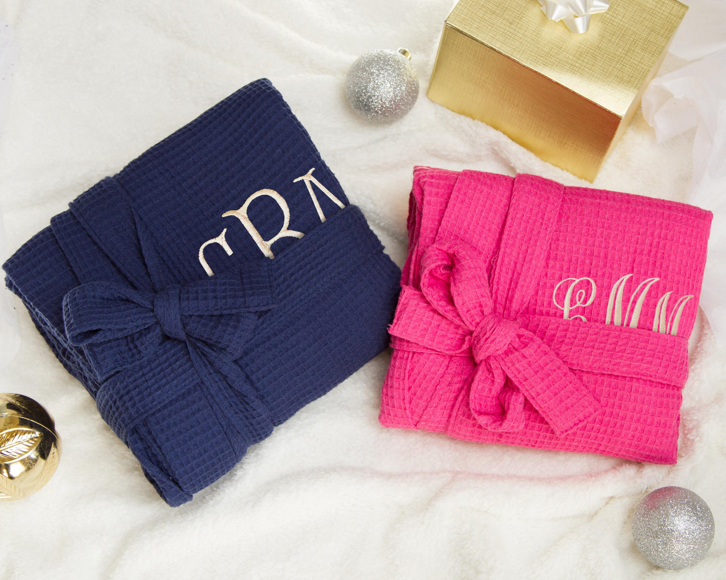 His and Hers Personalized Waffle Robe Gift Set