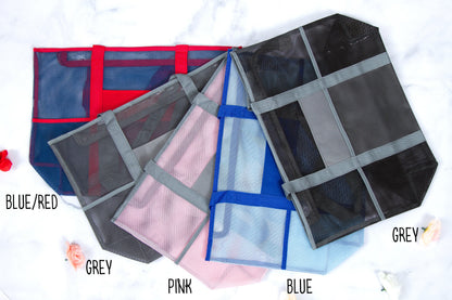 The Swim Meet Mesh Beach Tote — personalized mesh beach tote