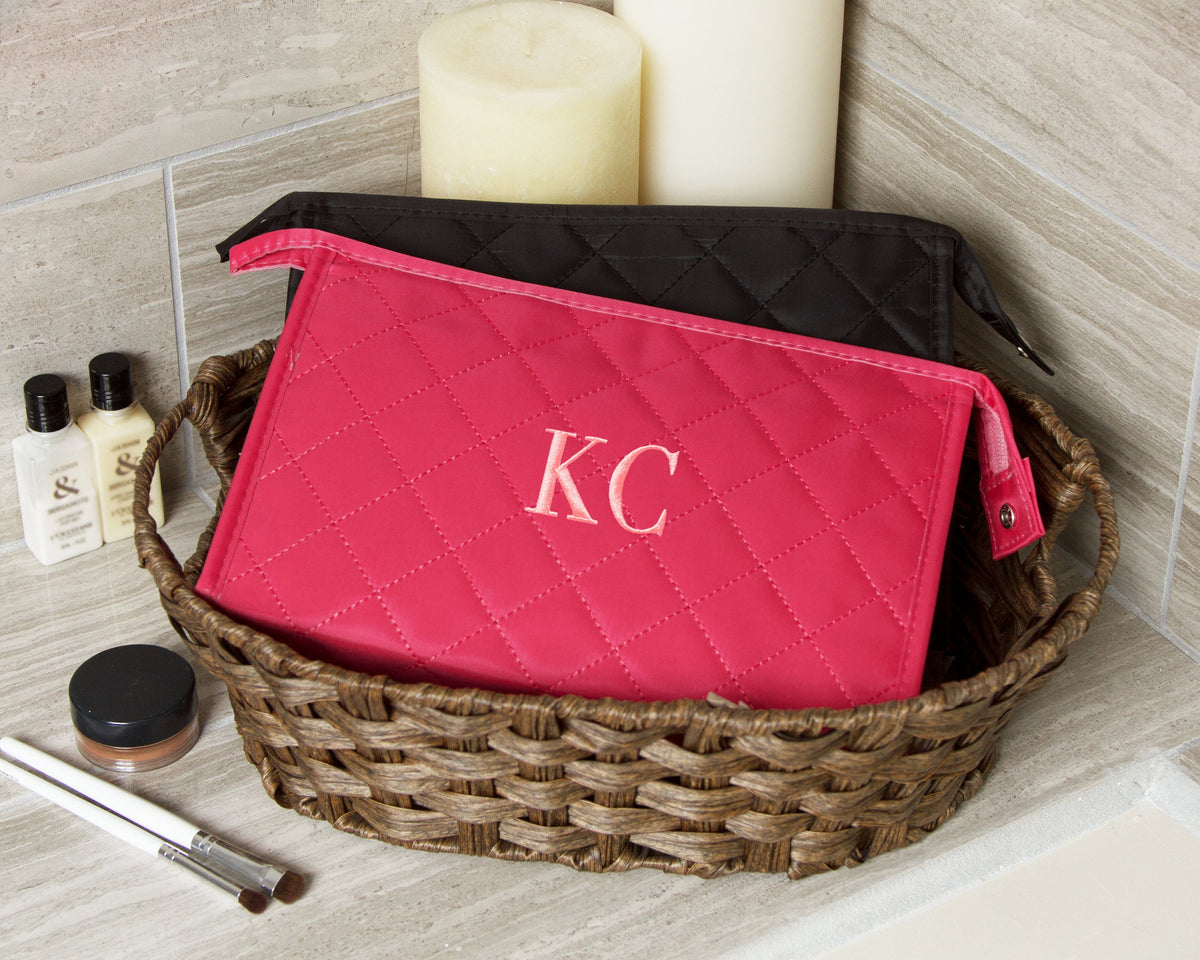The Powder Room Quilted Cosmetic Bag — personalized quilted makeup pouch