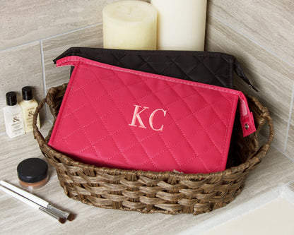 The Powder Room Quilted Cosmetic Bag — personalized quilted makeup pouch