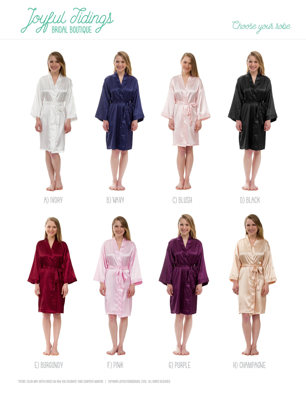 The I Do Crew Satin Kimono Robe — personalized satin bridesmaid robes