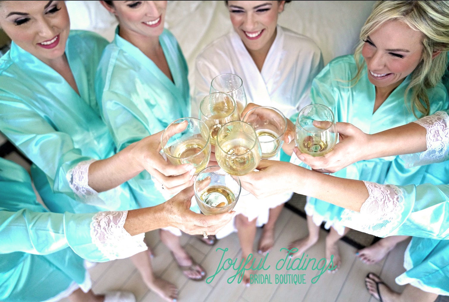 The First Look Lace-Trim Satin Robe — personalized lace satin bridesmaid robe