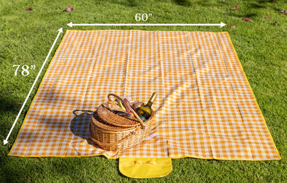 Custom Family Name Waterproof Gingham Picnic Blanket