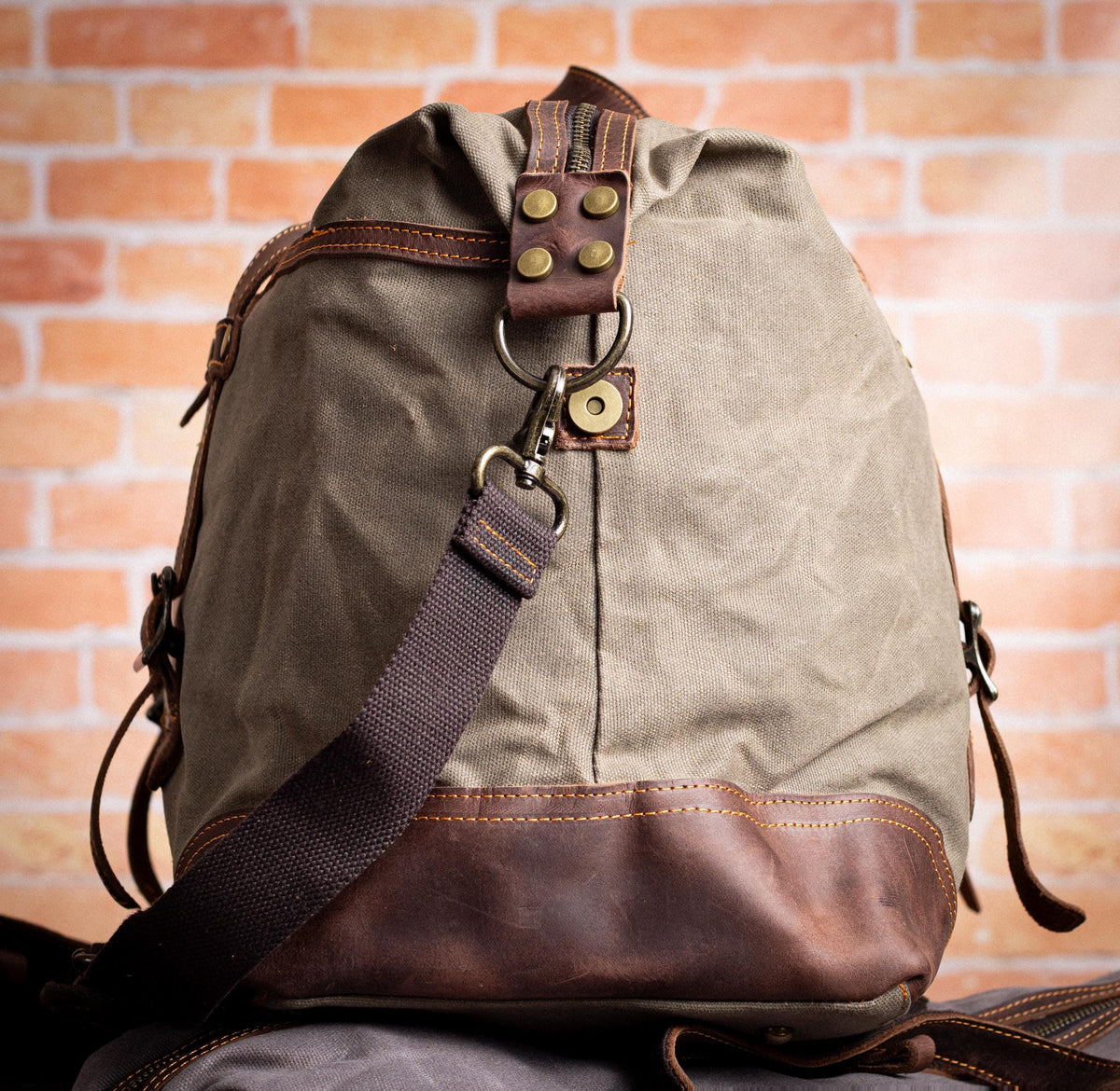 The Heritage Weekender Waxed Canvas Duffle — personalized waxed canvas & leather weekender