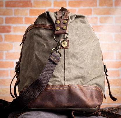 The Heritage Weekender Waxed Canvas Duffle — personalized waxed canvas & leather weekender