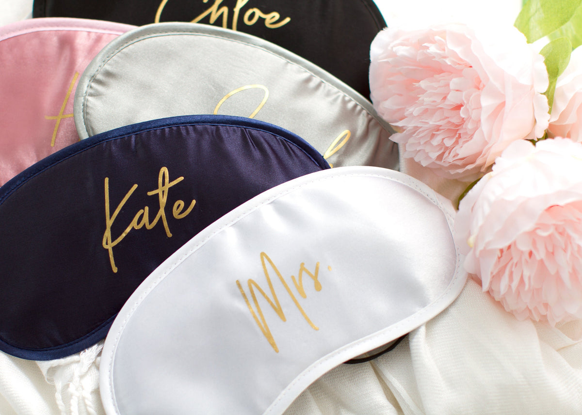 The Snooze Button Satin Sleep Mask — personalized satin sleep mask