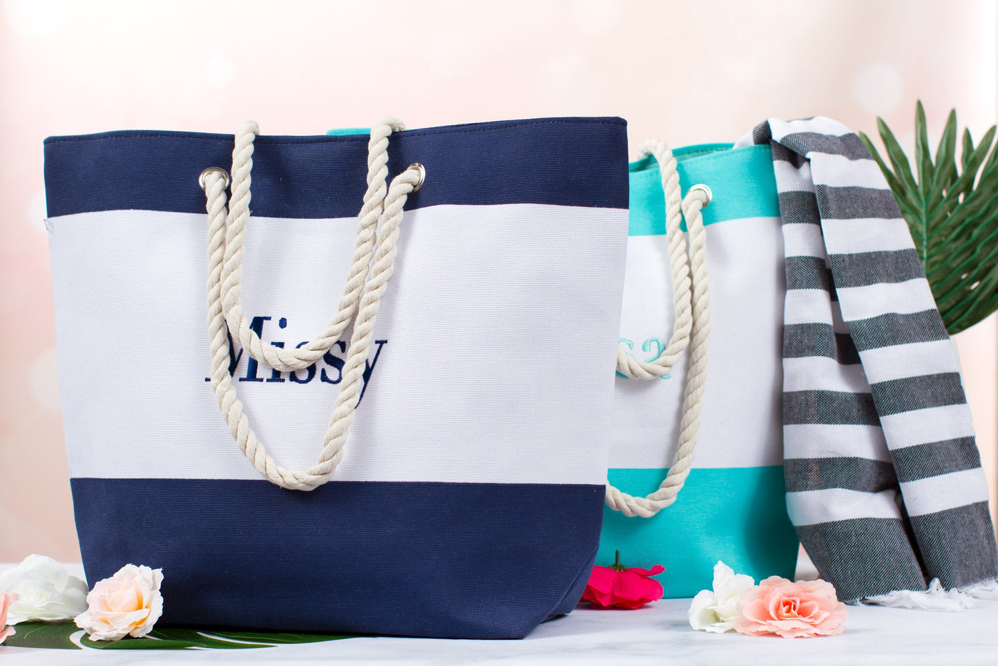 The Tide Pool Canvas Beach Tote — personalized canvas beach tote