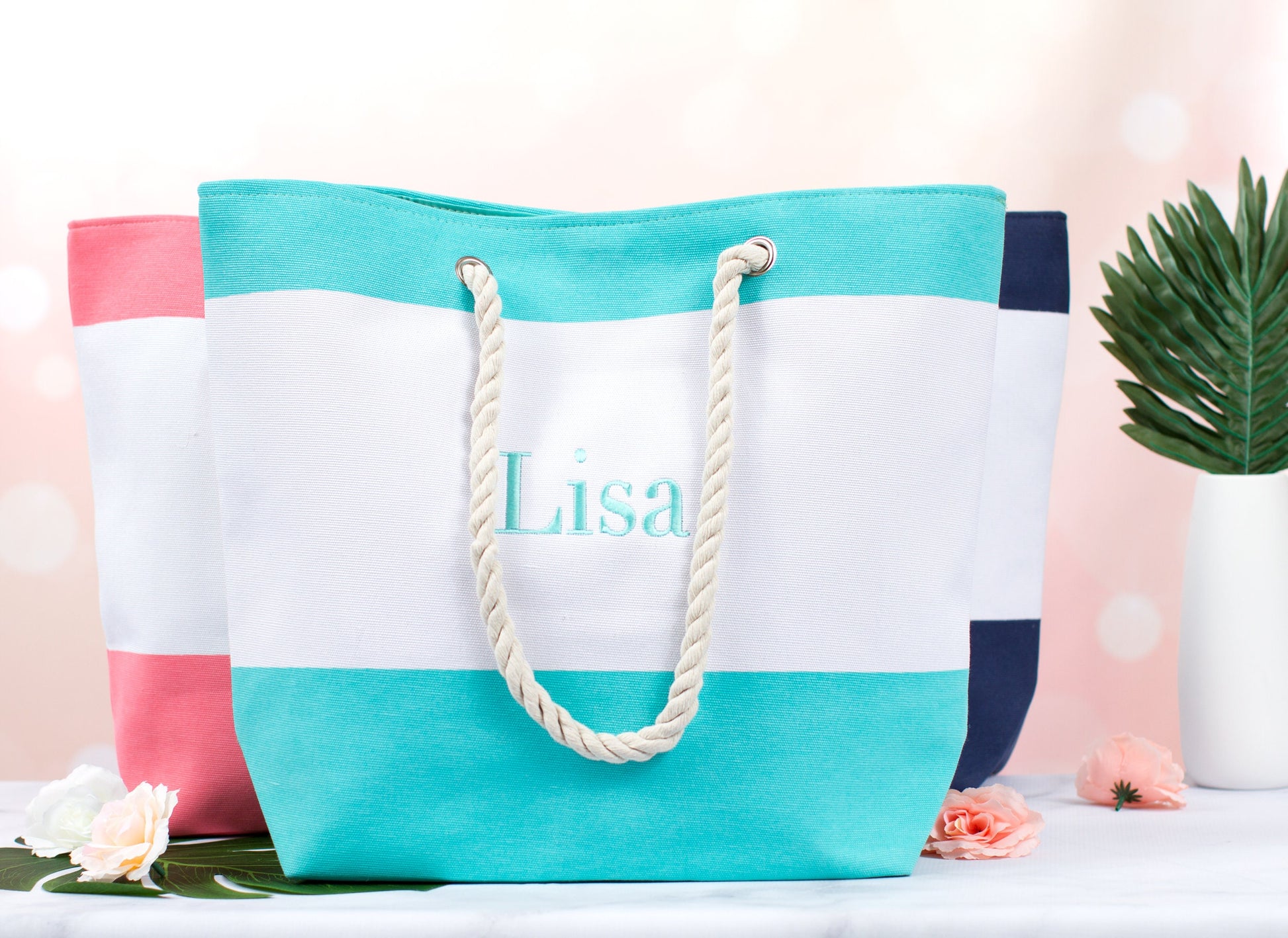 The Tide Pool Canvas Beach Tote — personalized canvas beach tote