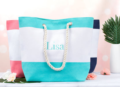 The Tide Pool Canvas Beach Tote — personalized canvas beach tote