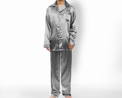 The Lights Out Men's Satin Pajama Set — personalized men's satin pajamas