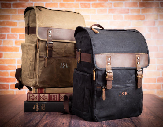 The Long Haul Waxed Canvas Backpack — personalized waxed canvas laptop backpack