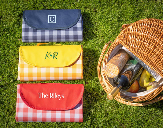 Custom Family Name Waterproof Gingham Picnic Blanket
