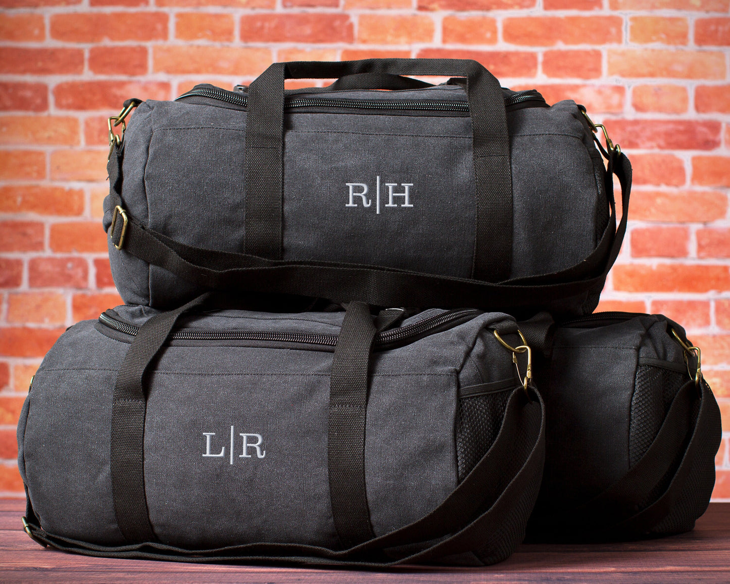 Washed canvas weekender duffle, detail
