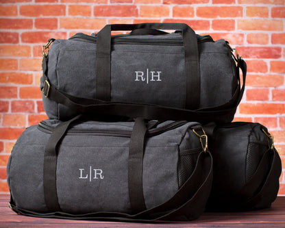 Washed canvas weekender duffle, detail