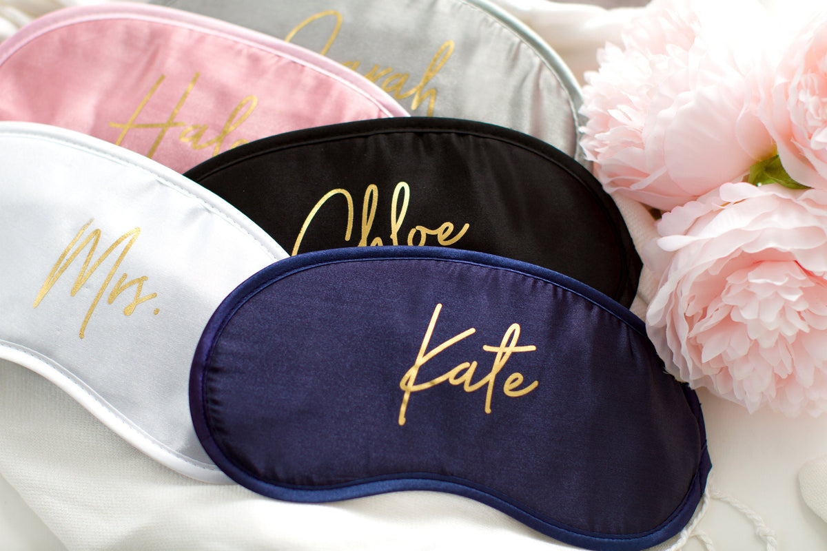 The Snooze Button Satin Sleep Mask — personalized satin sleep mask