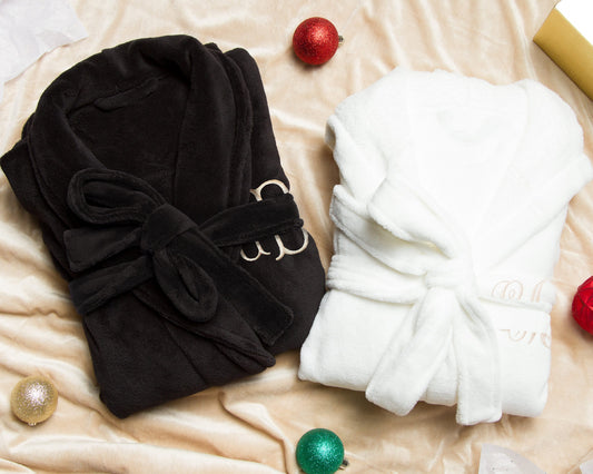 His and Hers Personalized Fleece Robe Gift Set