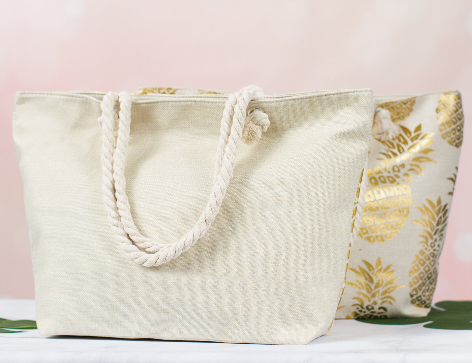 The Tropics Printed Beach Tote — personalized tropical beach tote