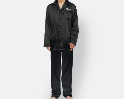 The Lights Out Men's Satin Pajama Set — personalized men's satin pajamas