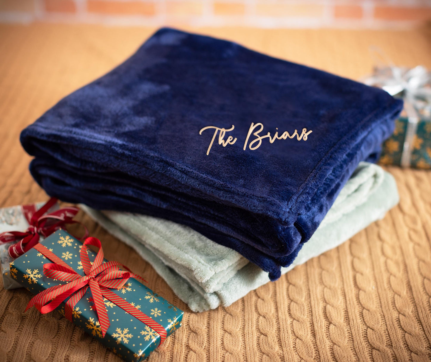 The Fireside Fleece Throw — personalized fleece throw blanket