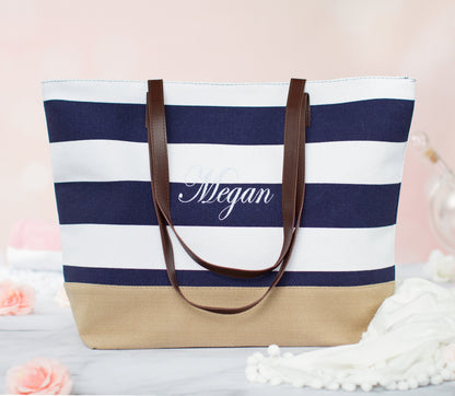 The Nautical Stripe Canvas Tote