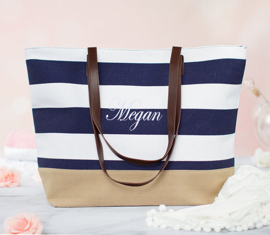 The Nautical Stripe Canvas Tote