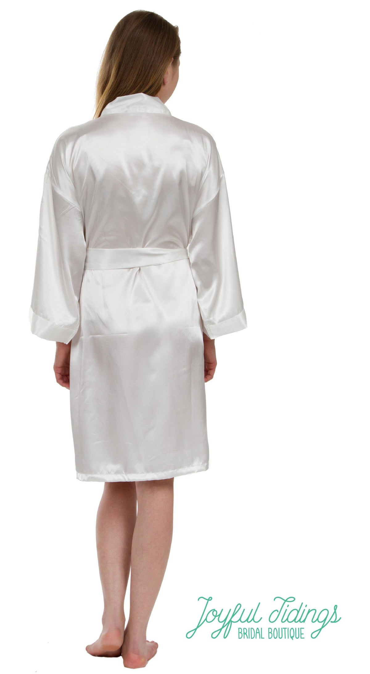 The I Do Crew Satin Kimono Robe — personalized satin bridesmaid robes