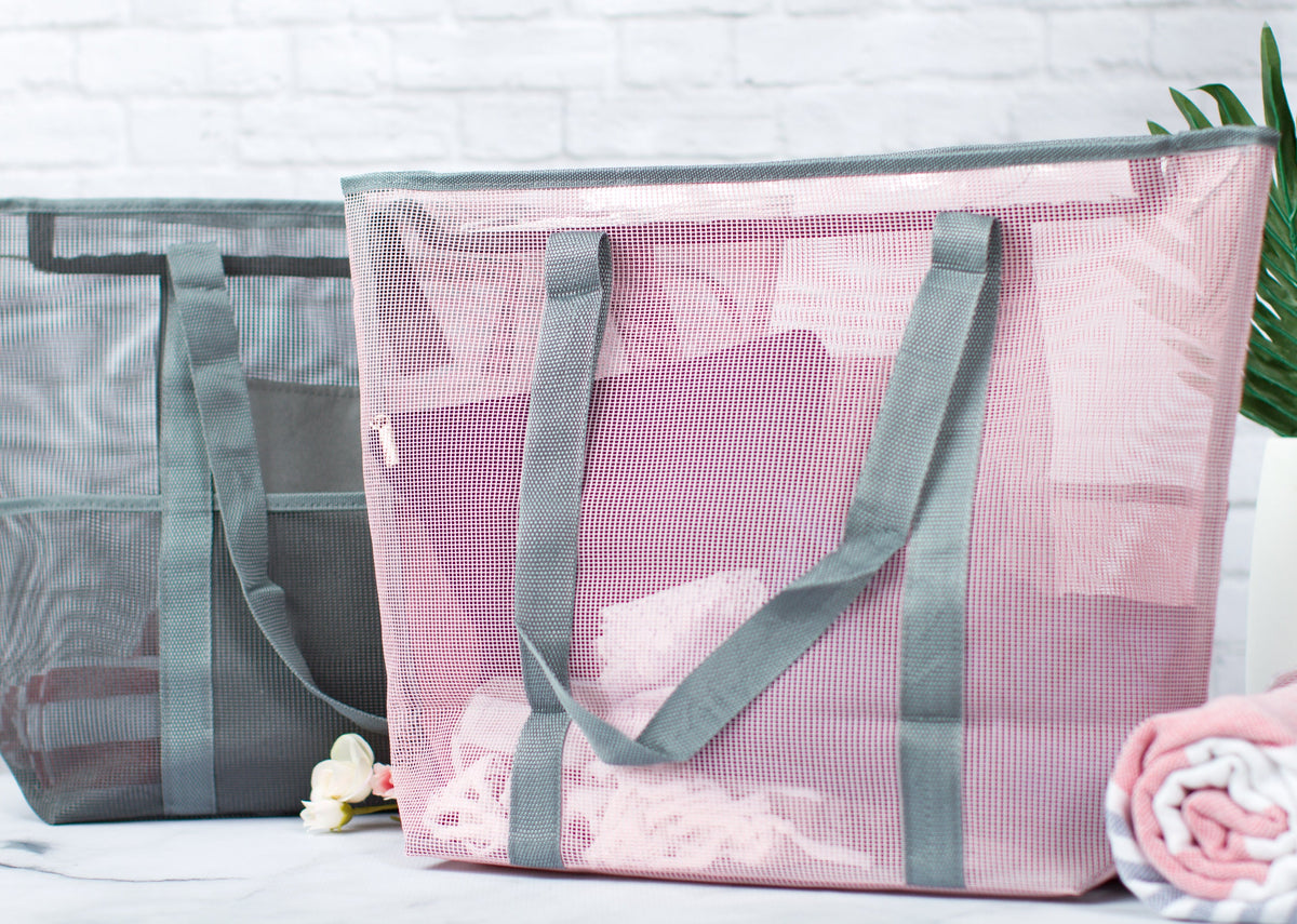 The Swim Meet Mesh Beach Tote — personalized mesh beach tote