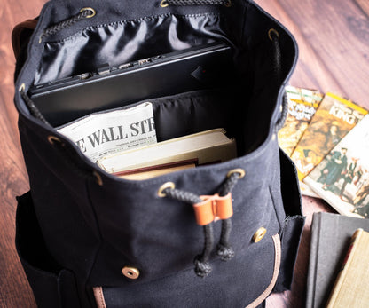 Canvas Rucksack Style Backpack with Laptop Sleeve