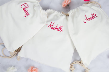 The Flamingo Drawstring Backpack — personalized flamingo drawstring backpack