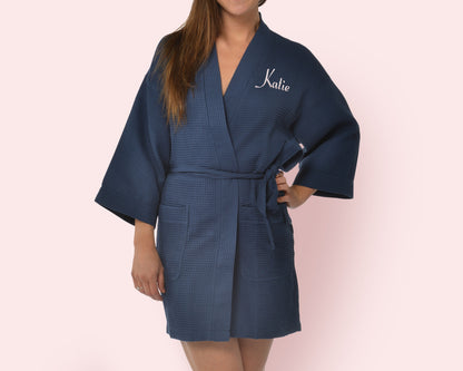 Classic Women's Knee-Length Waffle Robe