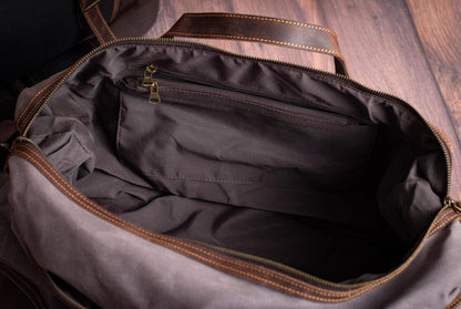 The Heritage Weekender Waxed Canvas Duffle — personalized waxed canvas & leather weekender