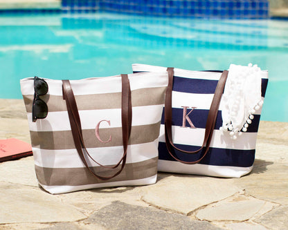 The Boardwalk Striped Canvas Tote