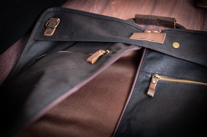 The Globetrotter Garment Bag Duffle Set — personalized waxed canvas garment bag duffle set