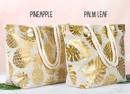 The Tropics Printed Beach Tote — personalized tropical beach tote