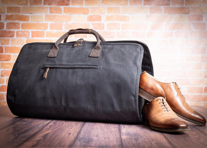 The Globetrotter Garment Bag Duffle Set — personalized waxed canvas garment bag duffle set